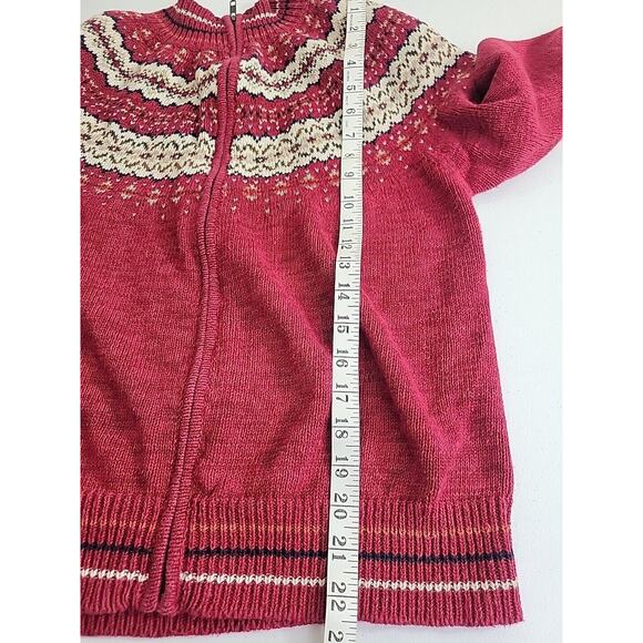 Heirloom Collectibles Red Nordic Full Zip Mock Neck Sweater Women's Size Small - Picture 5 of 9